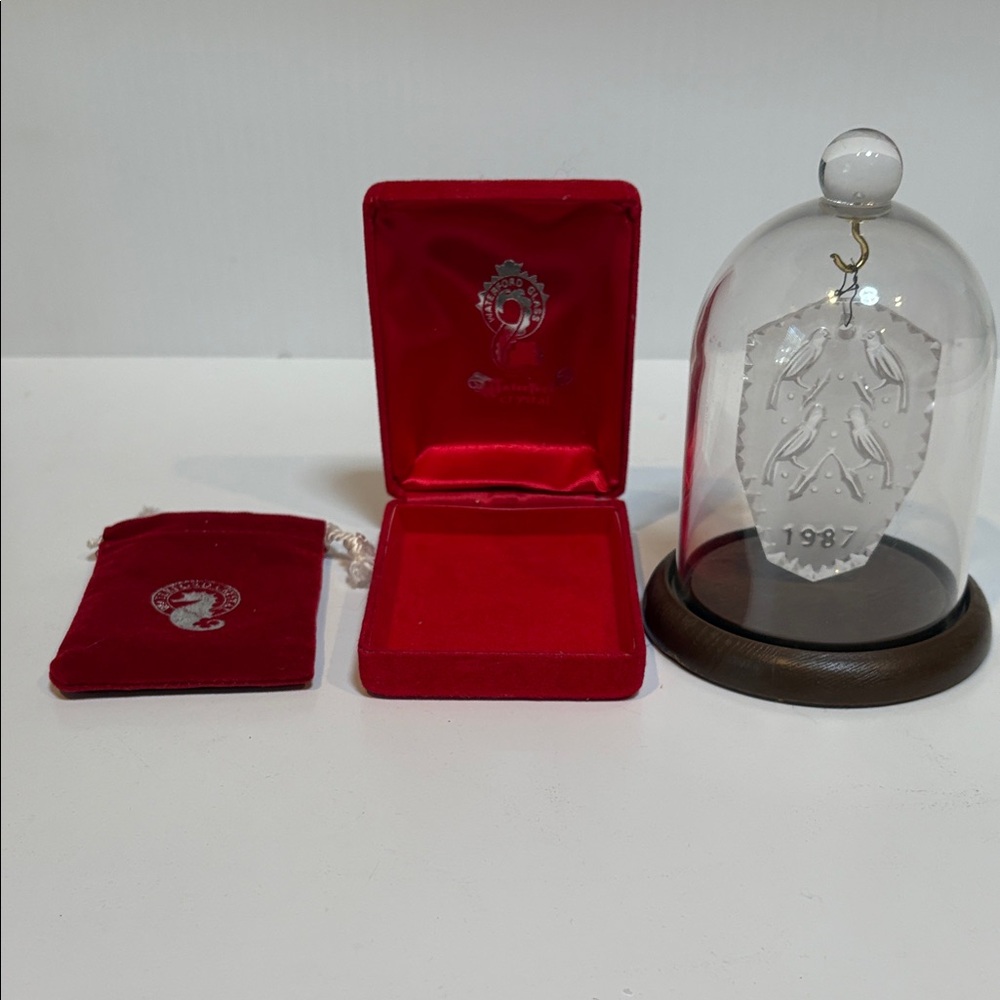 Waterford 1987 Crystal Ornament with Red Velvet Box